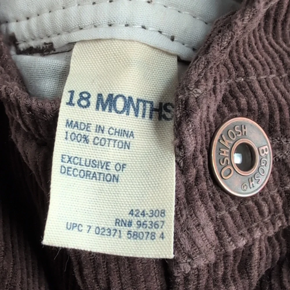 ⛄ OshKosh Brown Corduroy Snowman‎ Overalls — Size 18M